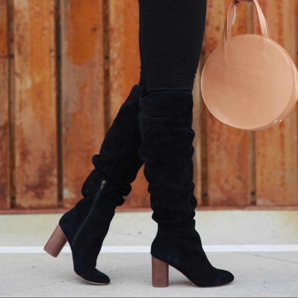 Sole Society Bali Knee High Slouchy Boots Black Suede Size 7.5